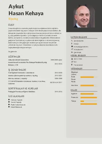 Biyolog CV Örnekleri cv indir